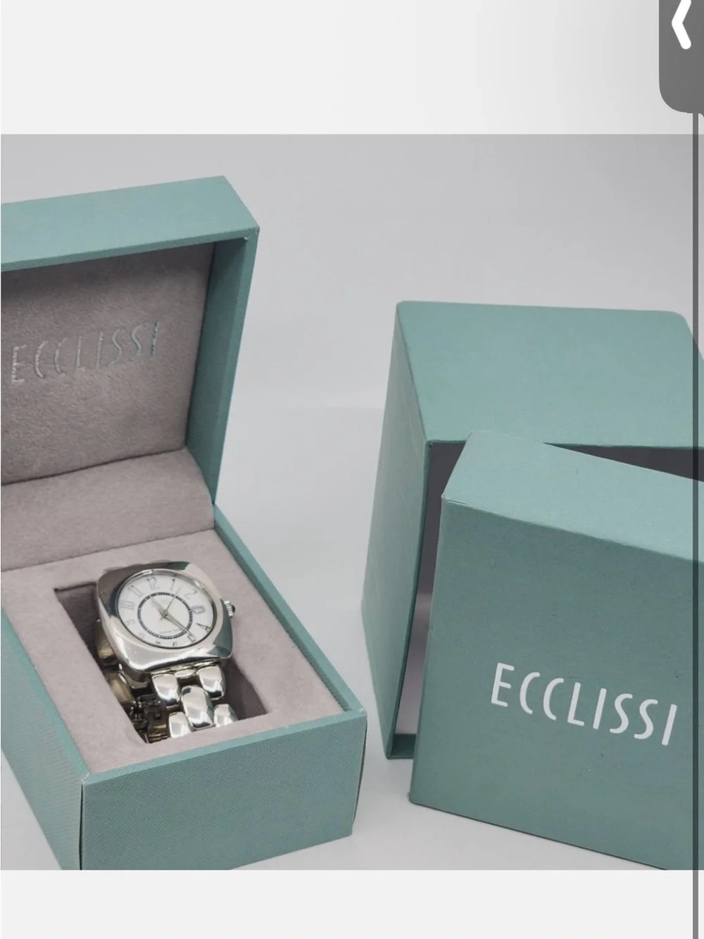 💜 SOLID SILVER Ecclissi 925 Sterling Silver Case & Band Quartz Watch 35mm